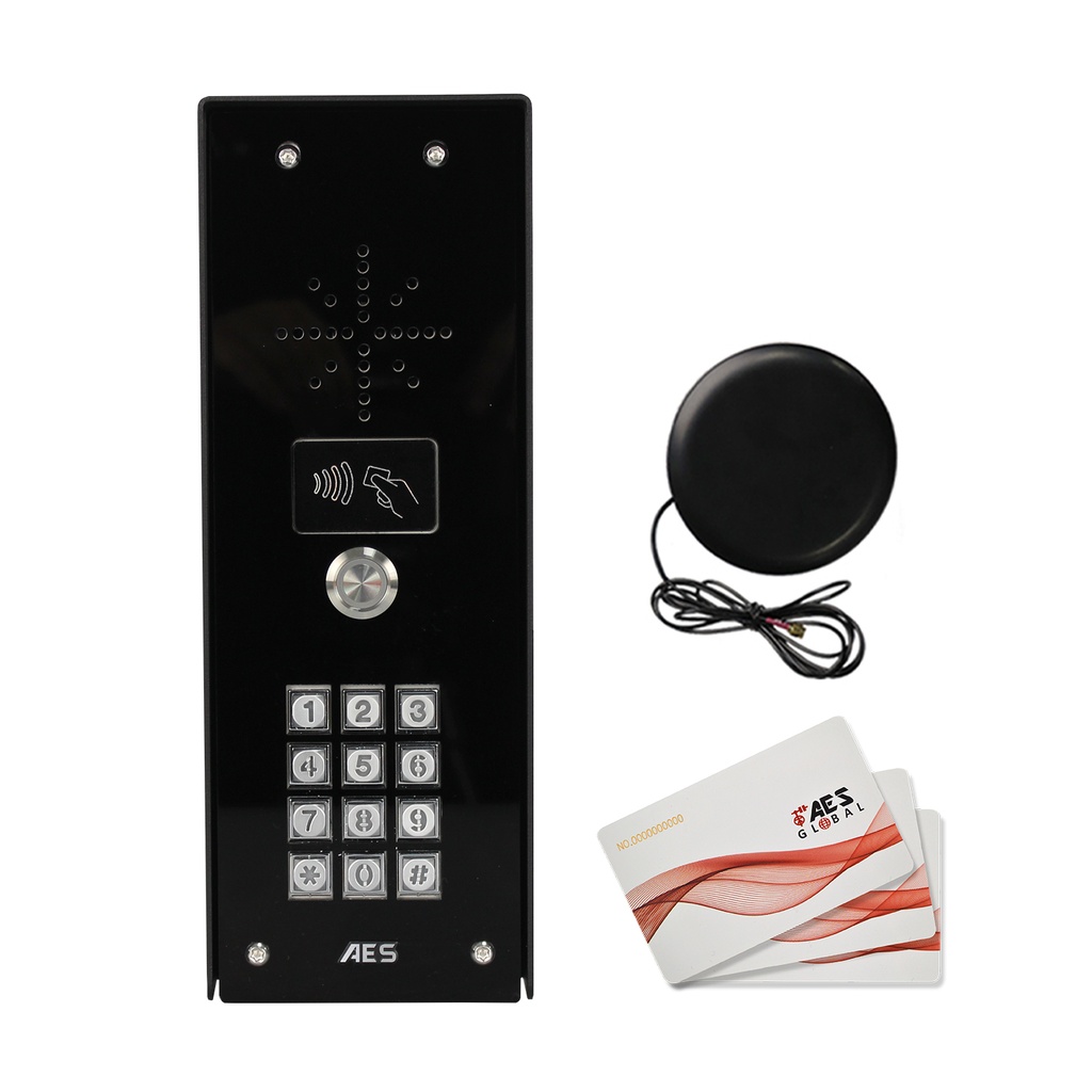 GSM intercom met in/uitbelfunctie en code/badge zwart
